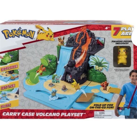 Pokemon Carry Case Volcano Playset With Pikachu Figure Jazwares 2022 New Sealed - Picture 1 of 6